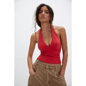 NWT Free People Intimately Still Here Halter Cami in Red Size Small
